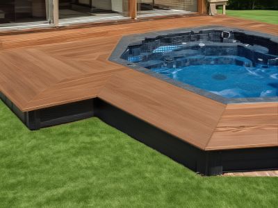 Spa surround deck with composite materials