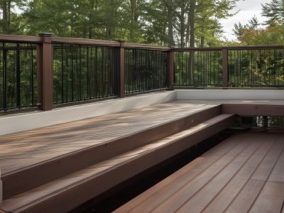 Modern composite deck with built-in seating