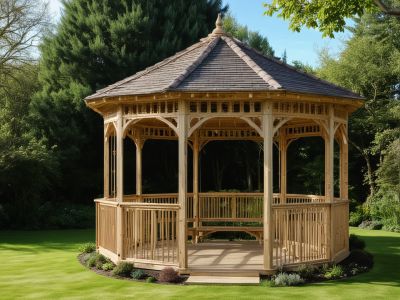 Traditional octagonal wooden gazebo