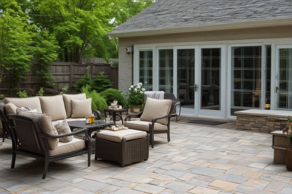 Patio with pavers and outdoor furniture