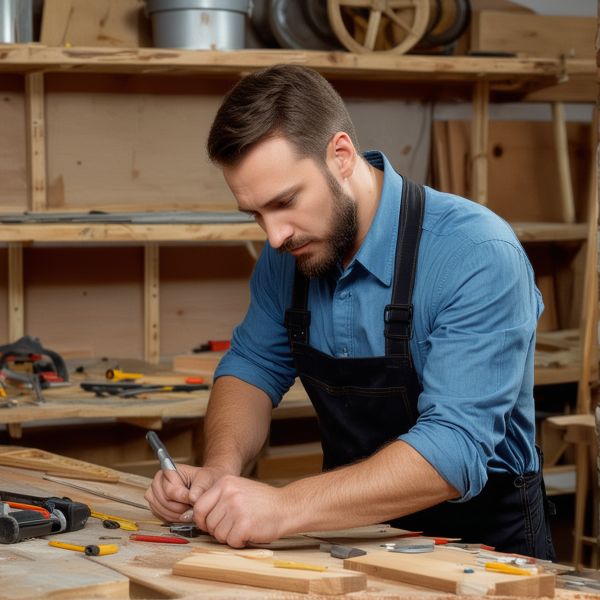 Professional carpenter working with tools in workshop