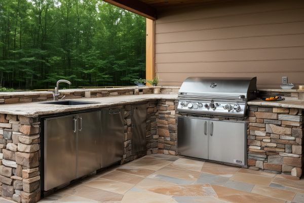 Outdoor kitchen with grill and countertops